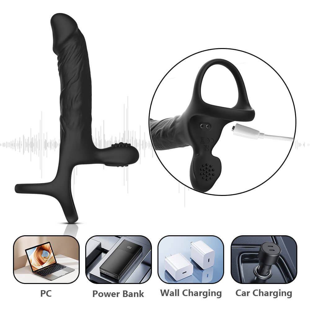 Bluetooth APP Remote Control Vibrating Penis Sleeve with Penis Ring - Tarisss Sex Toy Store