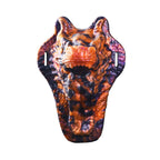 Brown Leather Wolf Shape Strap - On Harness with Dragon - Style Vibrating Silicone Dildo - Tarisss Sex Toy Store