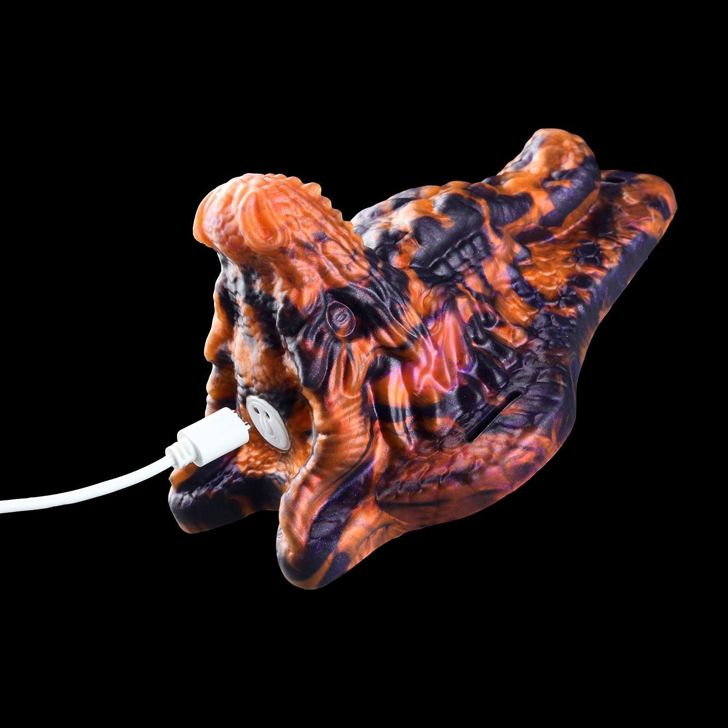 Brown Leather Wolf Shape Strap - On Harness with Dragon - Style Vibrating Silicone Dildo - Tarisss Sex Toy Store