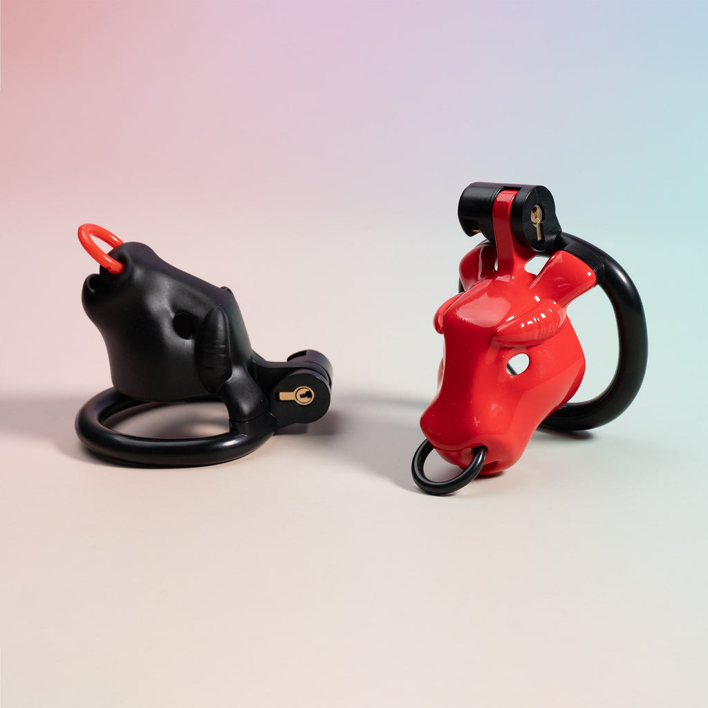 Bull - Shaped Male Restraint Cage Kit with Locking Rings, Keys & Leash Set - Tarisss Sex Toy Store
