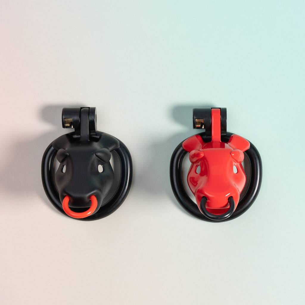 Bull - Shaped Male Restraint Cage Kit with Locking Rings, Keys & Leash Set - Tarisss Sex Toy Store
