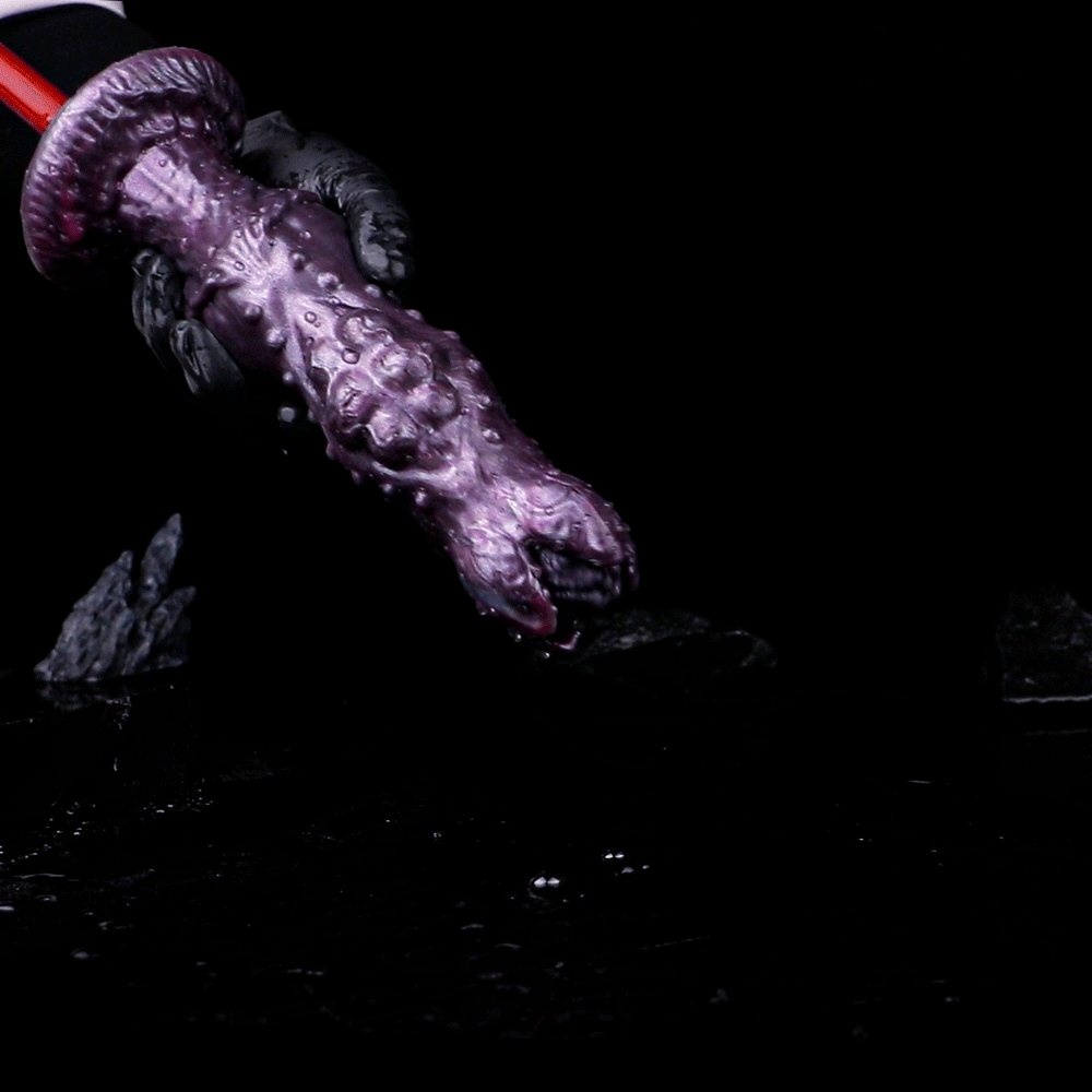 Domlust Fantasy Alien Ovipositor Dildo – Platinum Silicone Creature Cock Oviposition Hands-Free Suction Cup Sex Toy
