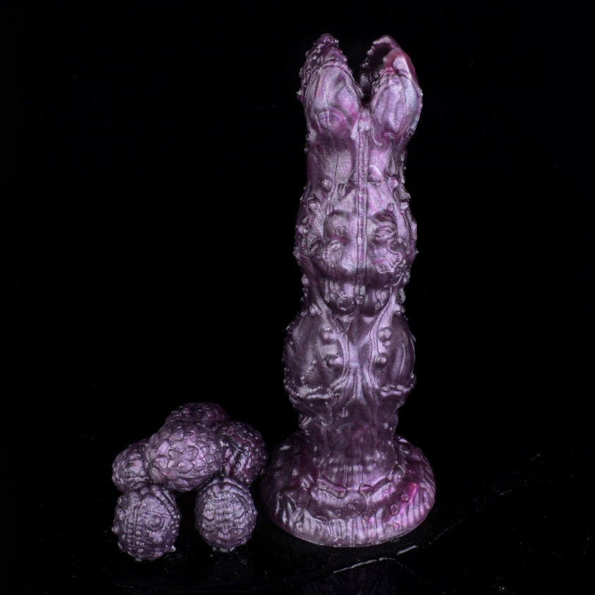 Domlust Fantasy Alien Ovipositor Dildo – Platinum Silicone Creature Cock Oviposition Hands-Free Suction Cup Sex Toy