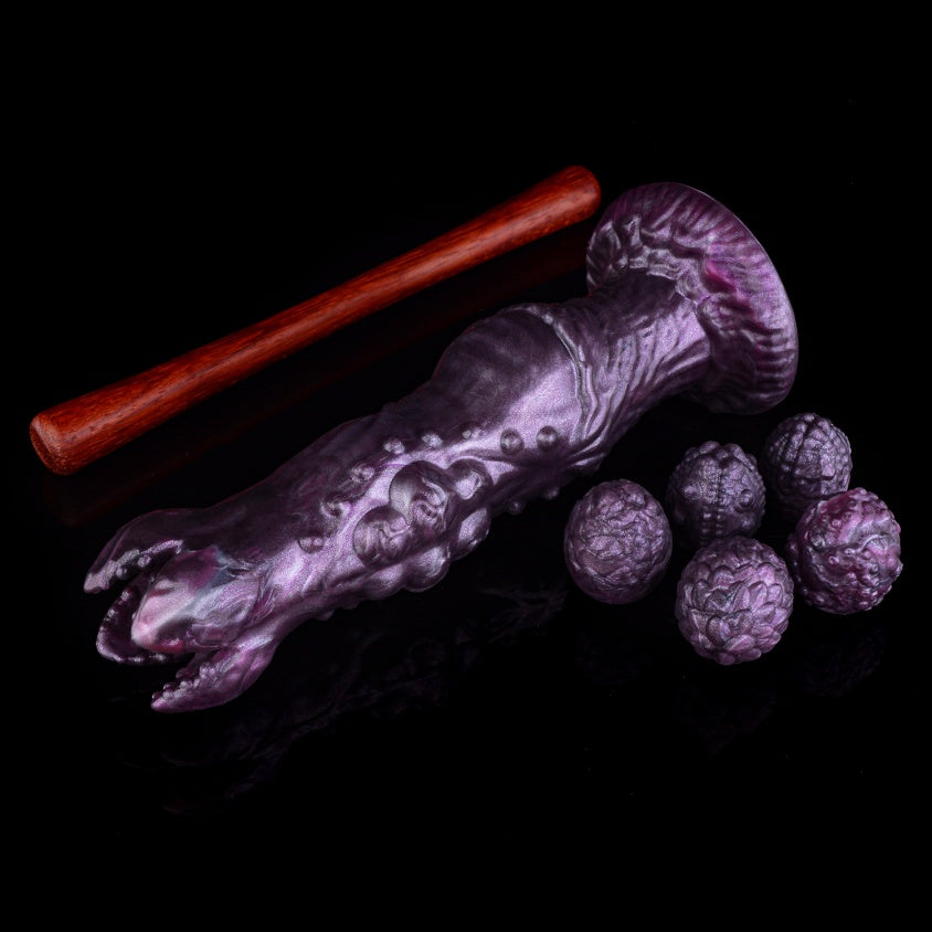 Domlust Fantasy Alien Ovipositor Dildo – Platinum Silicone Creature Cock Oviposition Hands-Free Suction Cup Sex Toy