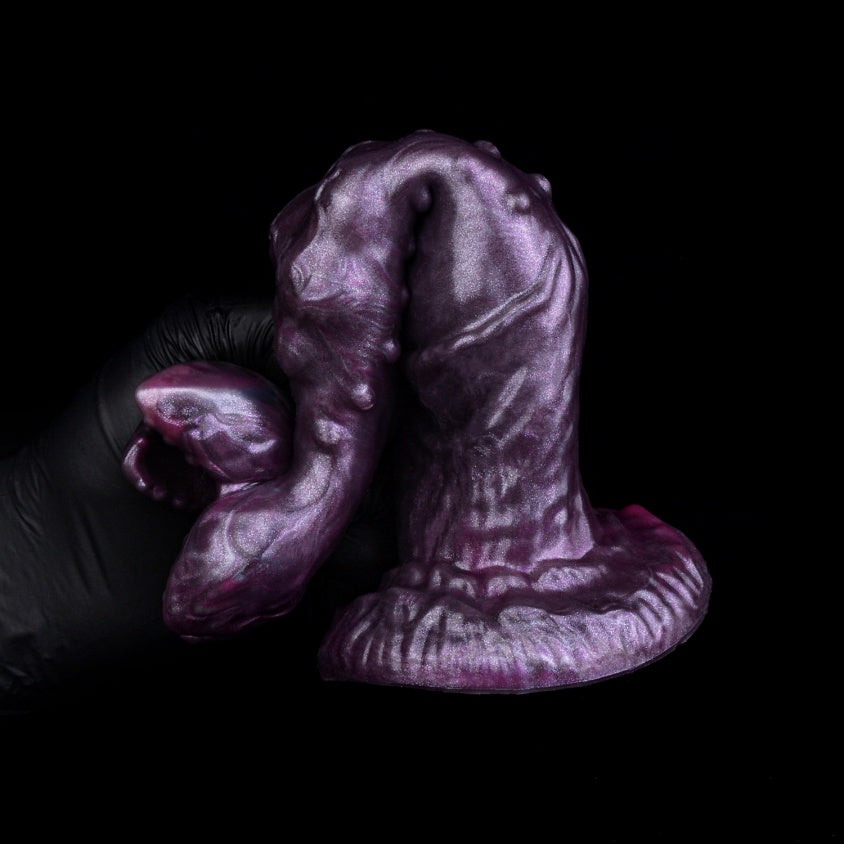 Domlust Fantasy Alien Ovipositor Dildo – Platinum Silicone Creature Cock Oviposition Hands-Free Suction Cup Sex Toy