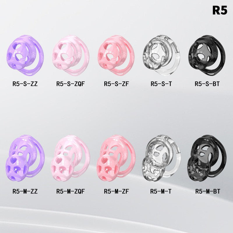 Heart-Shaped Hollow Silicone Chastity Cage | Male S/M 6 Rings, Key Lock (R5)