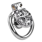 Metal Flat Chastity Cage for Men with Heart Detailing