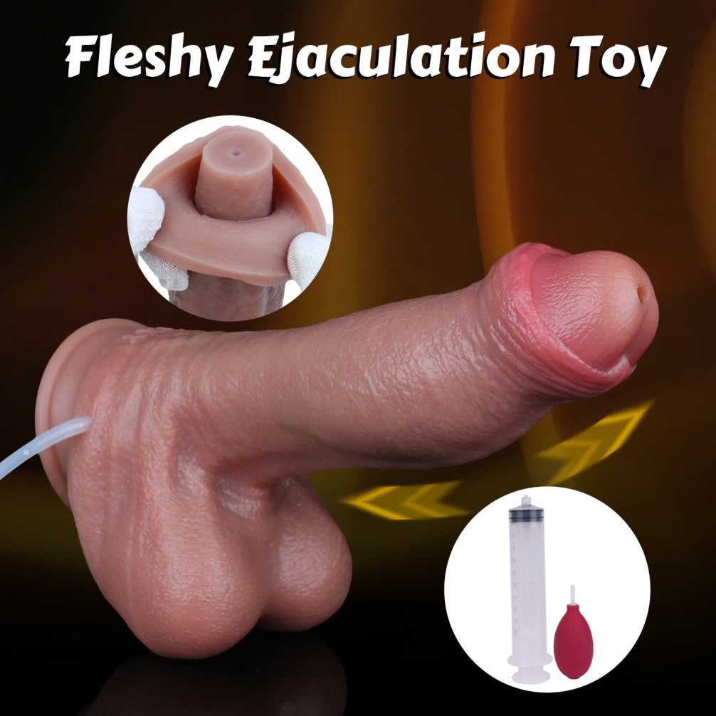 Domlust Realistic Squirting Strap-On Dildo – Dual-Layer Platinum Silicone Ejaculating Wearable Toy for Couples & Solo Play