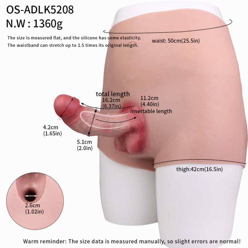 High Waist Wearable Cocksleeve Sheath Underwear - Realistic Lightskin Penis Sleeve Pants