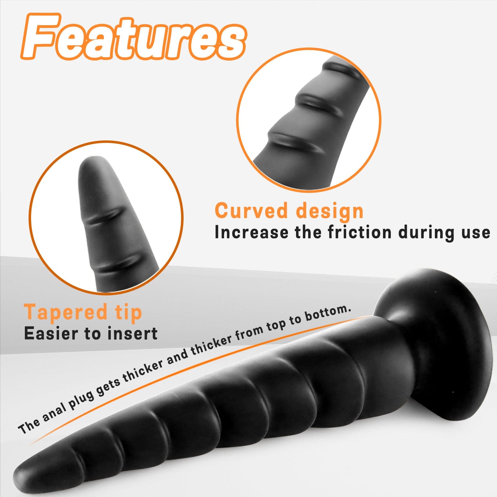 Carrot 17 Inch Long Black Butt Plug Dildo - Tarisss Sex Toy Store