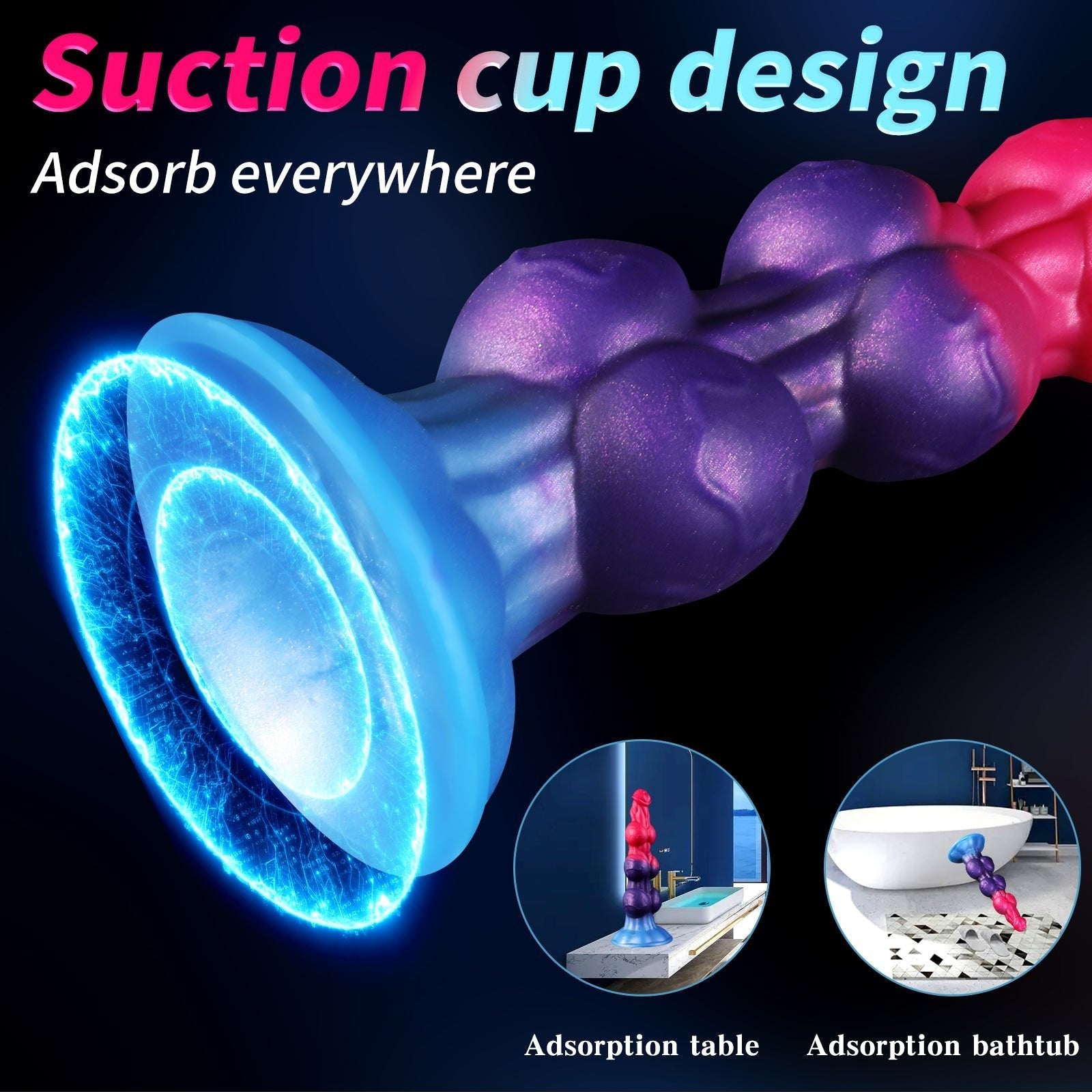 Color - Fade Textured Silicone Dildo with Suction Cup Base - Tarisss Sex Toy Store