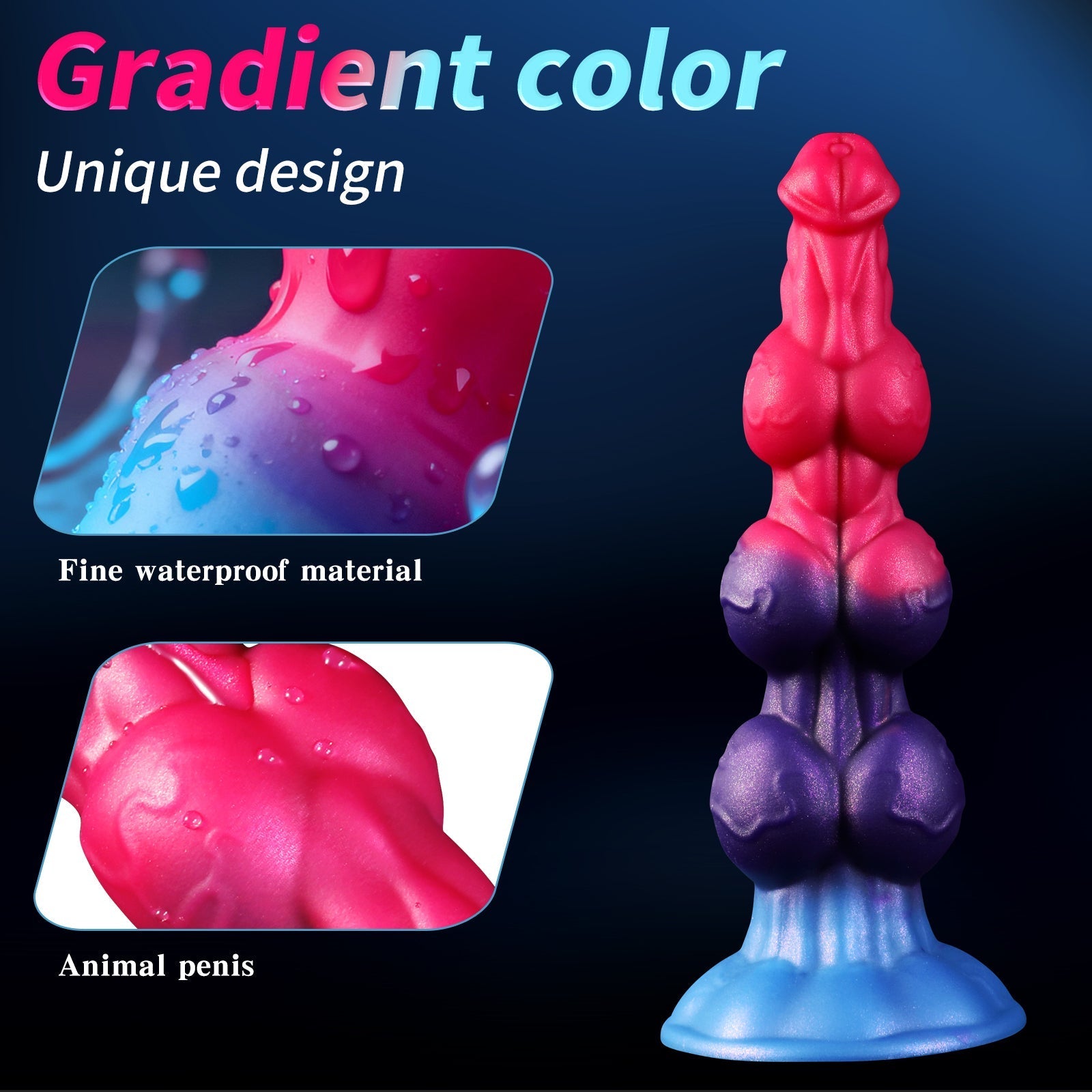 Color - Fade Textured Silicone Dildo with Suction Cup Base - Tarisss Sex Toy Store