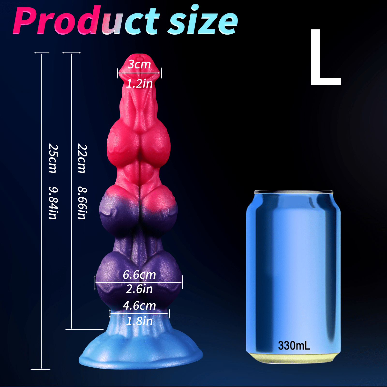 Color - Fade Textured Silicone Dildo with Suction Cup Base - Tarisss Sex Toy Store