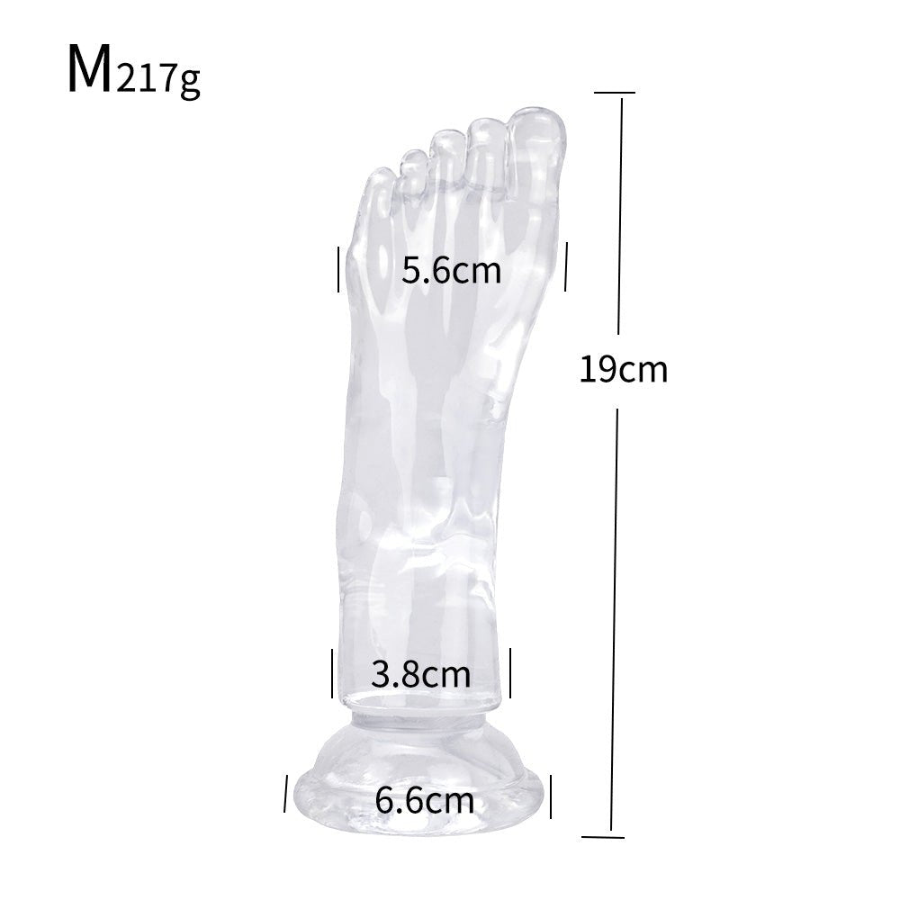 Crystal Series Realistic Foot Fantasy Dildo - Ultra - Clear TPE Anal Probe - Tarisss Sex Toy Store