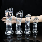 Crystal Series Realistic Foot Fantasy Dildo - Ultra - Clear TPE Anal Probe - Tarisss Sex Toy Store