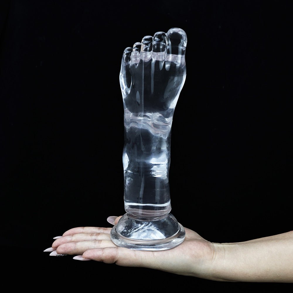 Crystal Series Realistic Foot Fantasy Dildo - Ultra - Clear TPE Anal Probe - Tarisss Sex Toy Store