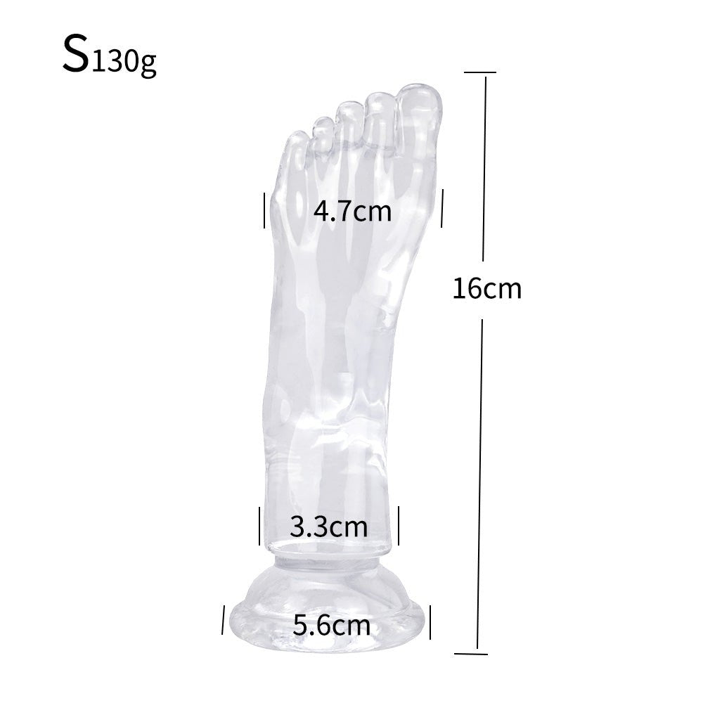 Crystal Series Realistic Foot Fantasy Dildo - Ultra - Clear TPE Anal Probe - Tarisss Sex Toy Store