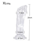 Crystal Series Realistic Foot Fantasy Dildo - Ultra - Clear TPE Anal Probe - Tarisss Sex Toy Store