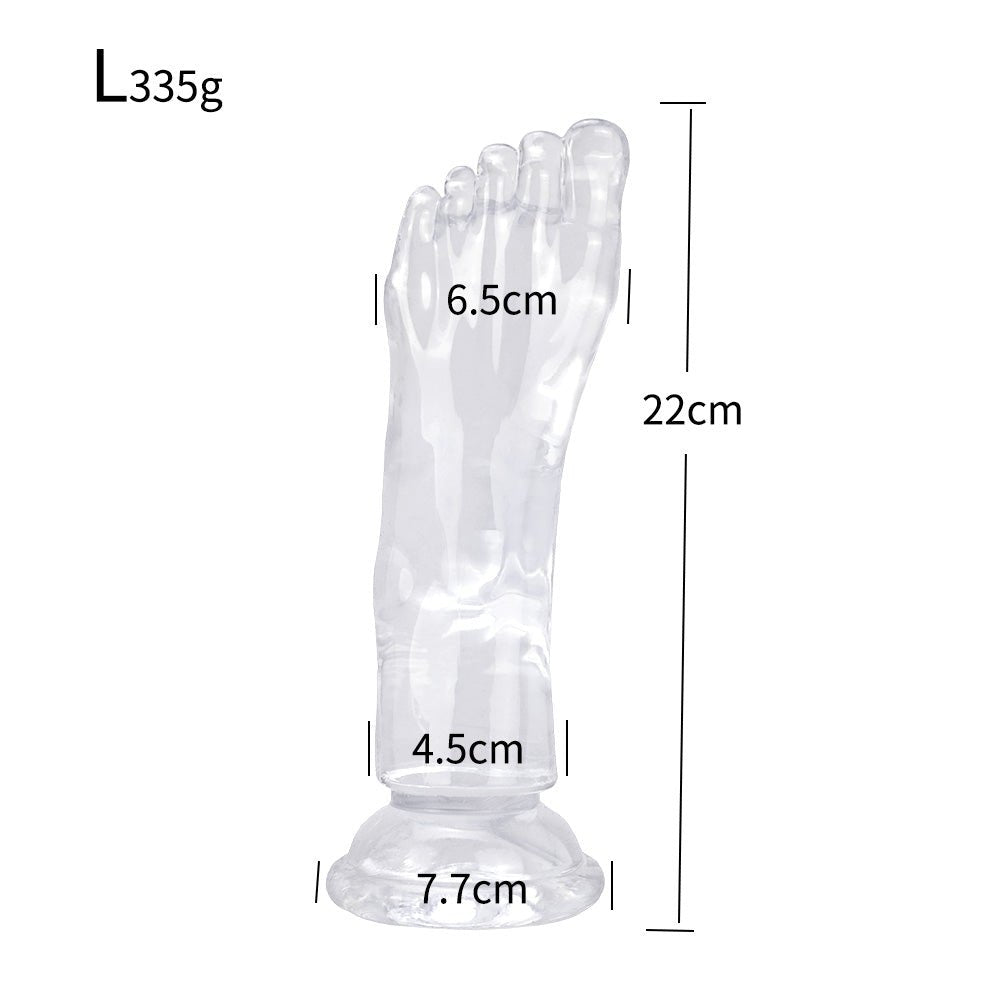 Crystal Series Realistic Foot Fantasy Dildo - Ultra - Clear TPE Anal Probe - Tarisss Sex Toy Store