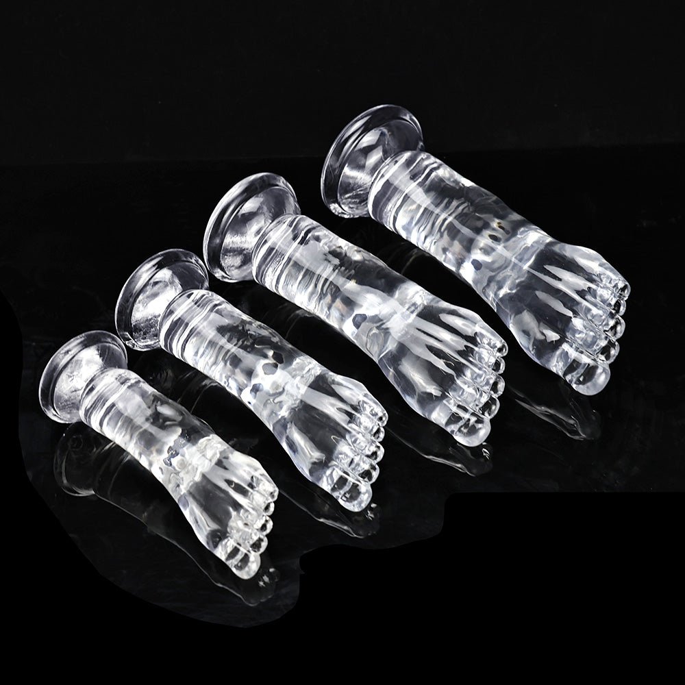Crystal Series Realistic Foot Fantasy Dildo - Ultra - Clear TPE Anal Probe - Tarisss Sex Toy Store