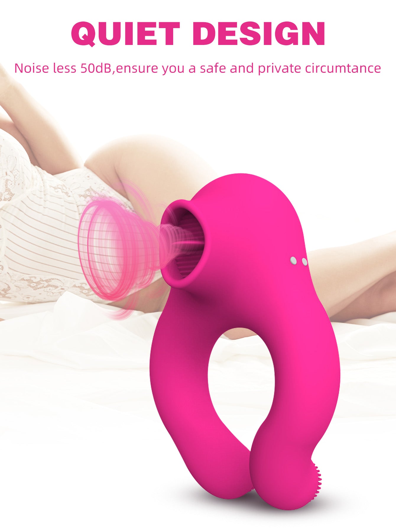 Tongue Licking Oral Sex Vibrator - Penis Cock Ring Clit Sucking Couple Sex Toys Stimulator