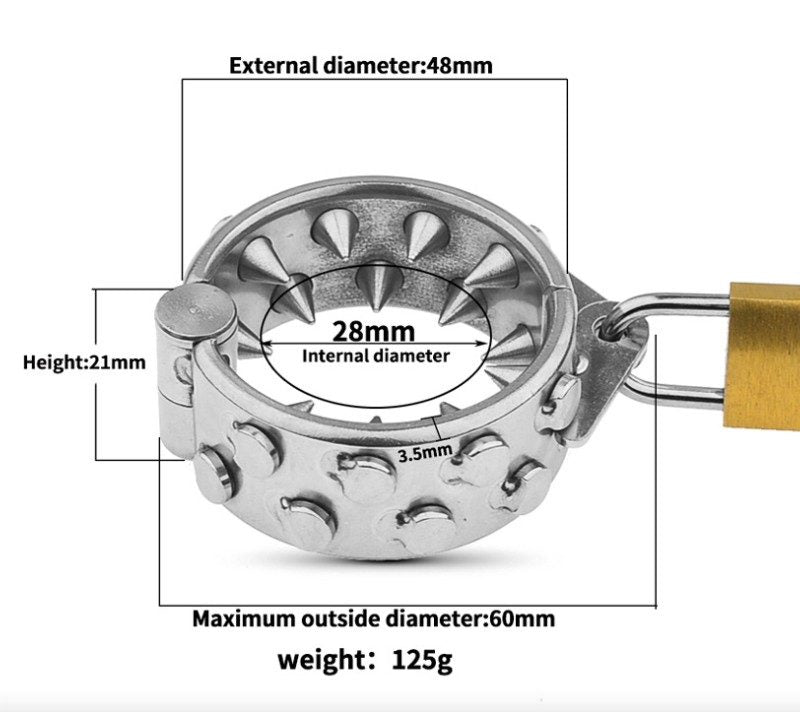 Stainless Steel Spiked Ball Stretcher | Scrotum Weight CBT Pendant for Men