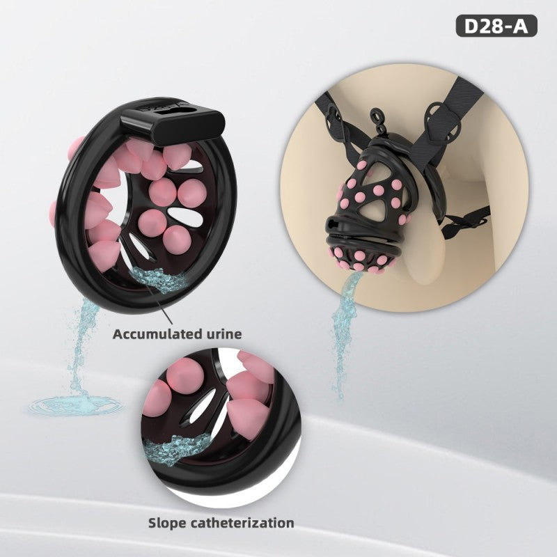 Silicone Soft Nail Chastity Cage | Male Chastity Device with Airport-Security Plastic Lock – 3 Wearing Methods, Pink/Black/Purple, S/M Sizes