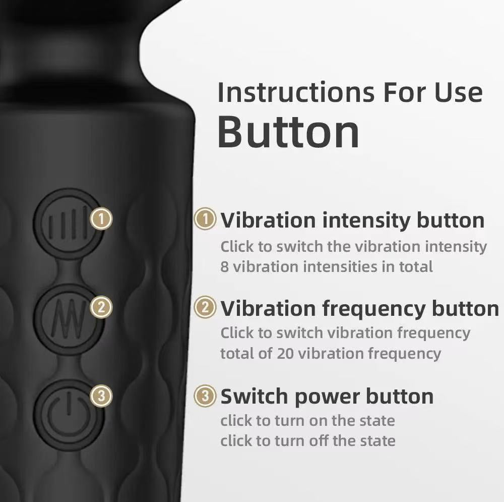 Chastity Vibrator Magic Wand – 8 Speeds, 20 Patterns, Waterproof & Rechargeable