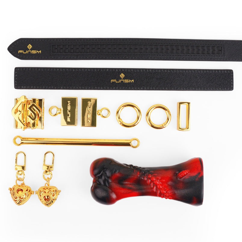 Red & Black Bone-Shaped Ball Gag Bondage Set – Premium Silicone Kinky Sexual Play