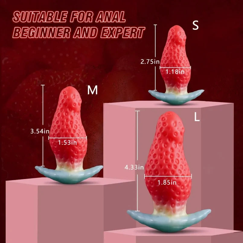 Strawberry Fantasy Butt Plug Dildo - Anchor Liquid Silicone Anal Expander Sex Toys