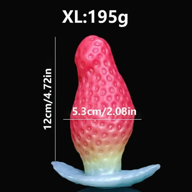 Strawberry Fantasy Butt Plug Dildo - Anchor Liquid Silicone Anal Expander Sex Toys