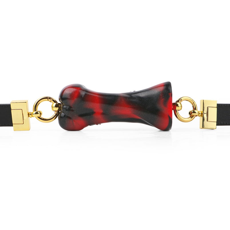 Red & Black Bone-Shaped Ball Gag Bondage Set – Premium Silicone Kinky Sexual Play