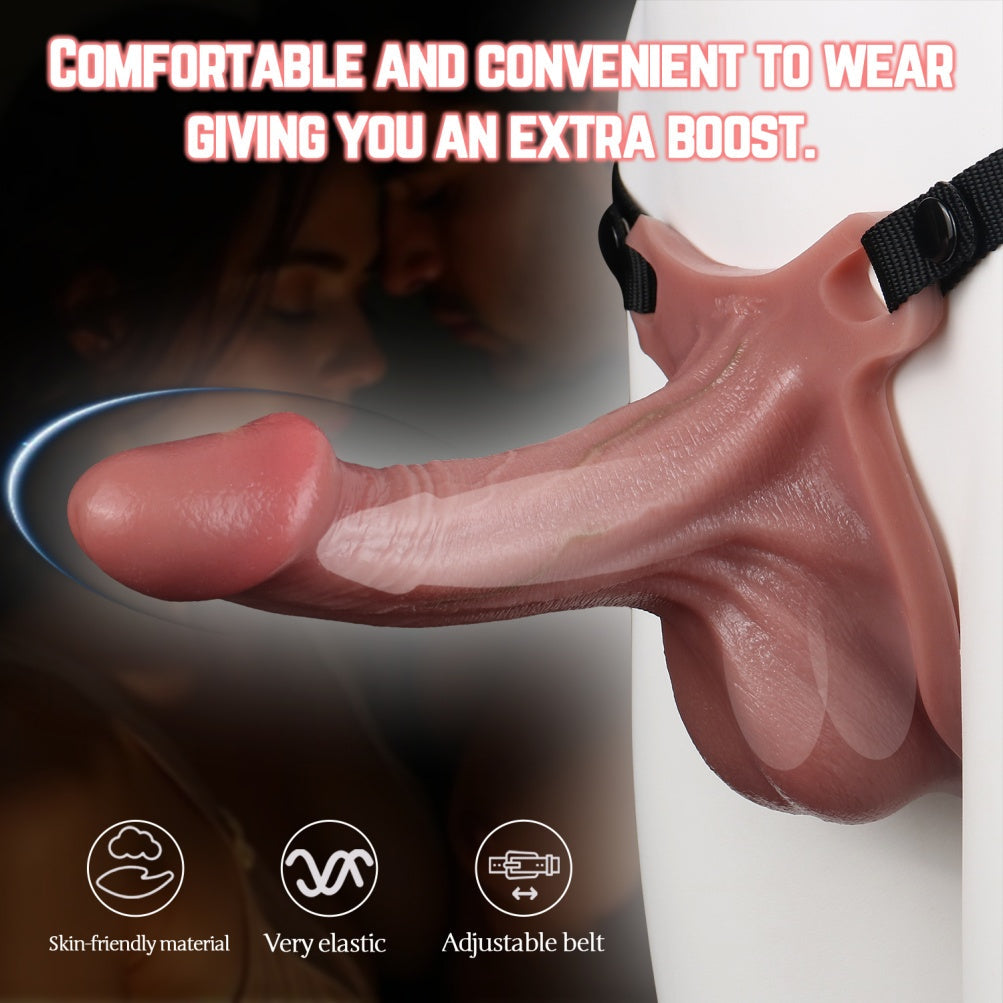 7.28-inch Strapon Realistic Silicone Penis Sleeve - Sex Toys to Extend Male Erection