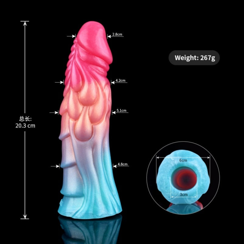 Neon Silicone Fantasy Penis Sleeve - Dragondildo Male Cocksleeve Extender Pegging Sex