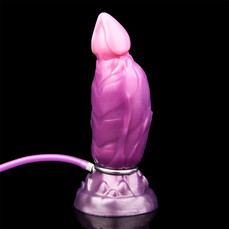Domlust Purple Inflatable Dragon Dildo – Platinum Silicone Dual-Mode Fantasy Inflatable Anal Butt Plug Fetish Sex Toy