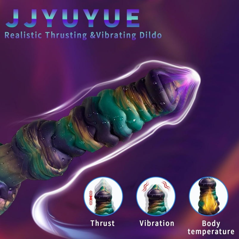 Glow-in-Dark Dragon Dildo – Telescopic Vibrating | Spiral Texture | Wireless Remote | G-Spot