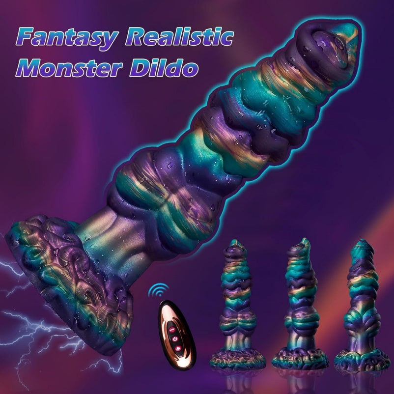 Glow-in-Dark Dragon Dildo – Telescopic Vibrating | Spiral Texture | Wireless Remote | G-Spot
