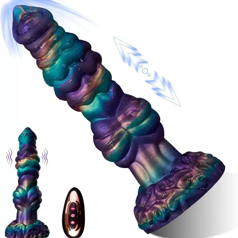 Glow-in-Dark Dragon Dildo – Telescopic Vibrating | Spiral Texture | Wireless Remote | G-Spot