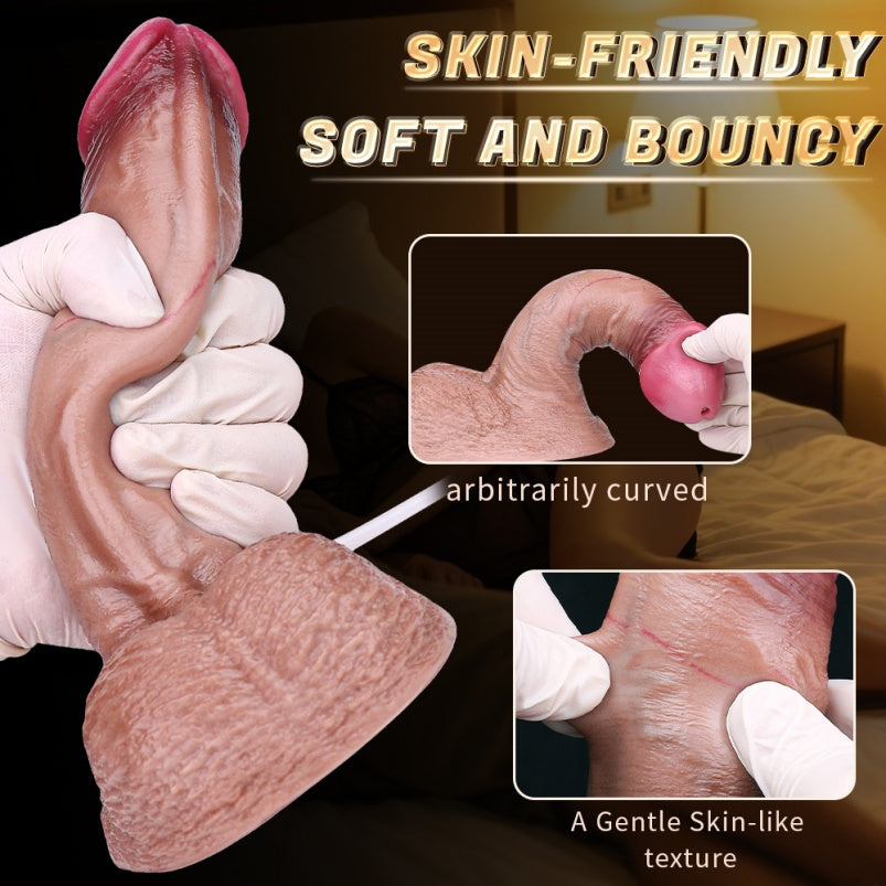 Realistic Squirting Dildo – Big Testicle Flesh Silicone Ejaculating Suction Cup Sex Toy | Domlust