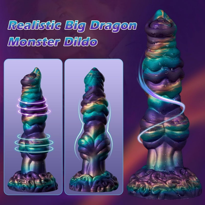 Glow-in-Dark Dragon Dildo – Telescopic Vibrating | Spiral Texture | Wireless Remote | G-Spot