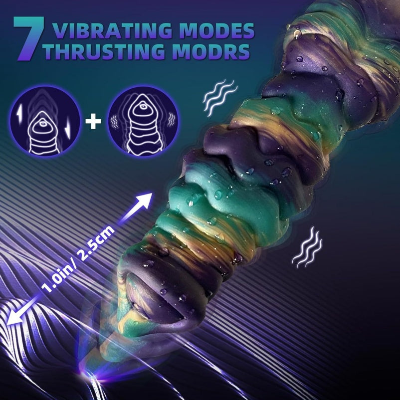 Glow-in-Dark Dragon Dildo – Telescopic Vibrating | Spiral Texture | Wireless Remote | G-Spot