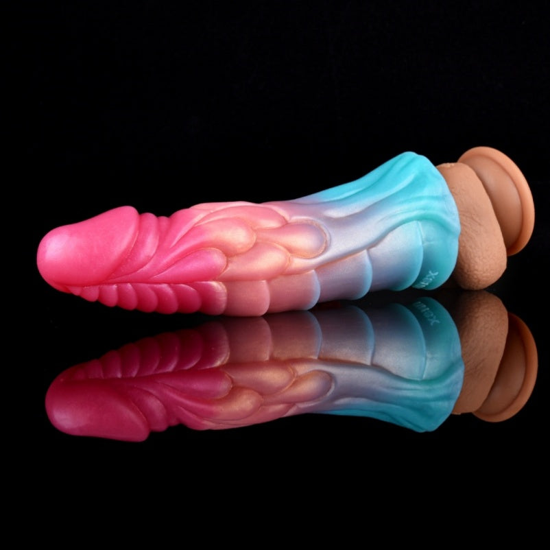 Neon Silicone Fantasy Penis Sleeve - Dragondildo Male Cocksleeve Extender Pegging Sex