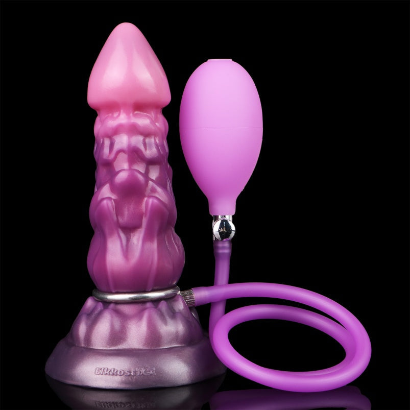 Domlust Purple Inflatable Dragon Dildo – Platinum Silicone Dual-Mode Fantasy Inflatable Anal Butt Plug Fetish Sex Toy