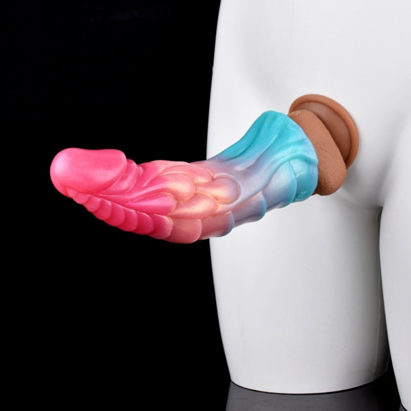 Neon Silicone Fantasy Penis Sleeve - Dragondildo Male Cocksleeve Extender Pegging Sex