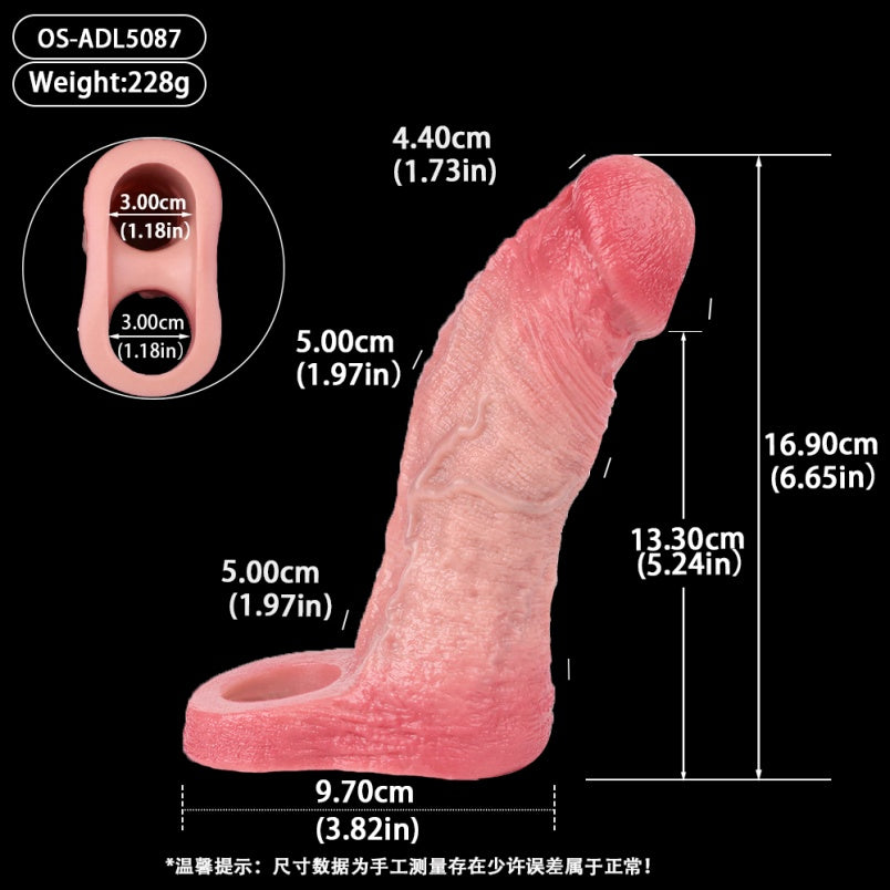 Realistic Flesh-Like Silicone Cock Sleeve – 6.5 Inch Penis Fit and Lasting Control Tool