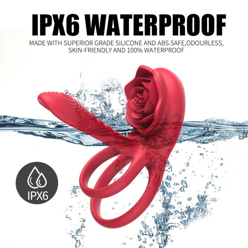 G-Spot Vibrating Silicone Cock Rings – Rose Clitoral Suction Masturbation Couple Sex Toys