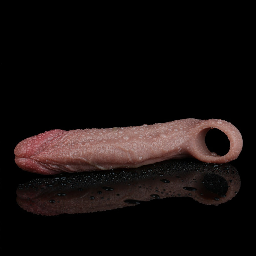 Male Wearable Penis Extender Sleeve - Realistic Fleshy Silicone Delay Sex Toys