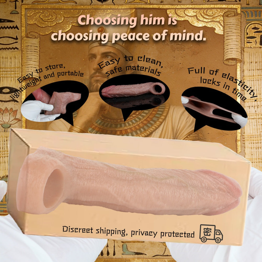 Male Wearable Penis Extender Sleeve - Realistic Fleshy Silicone Delay Sex Toys