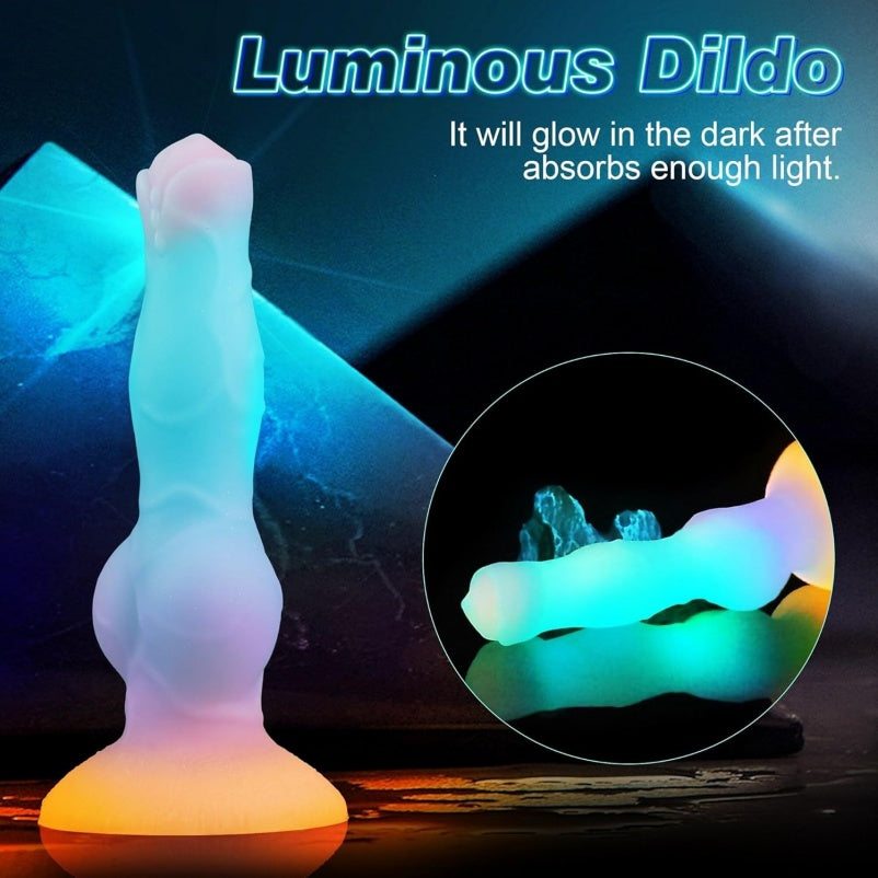 Luminous Canine Knot Dildo — Glowing Beast Fantasy Silicone Anal Expansion & Butt Plug Toy