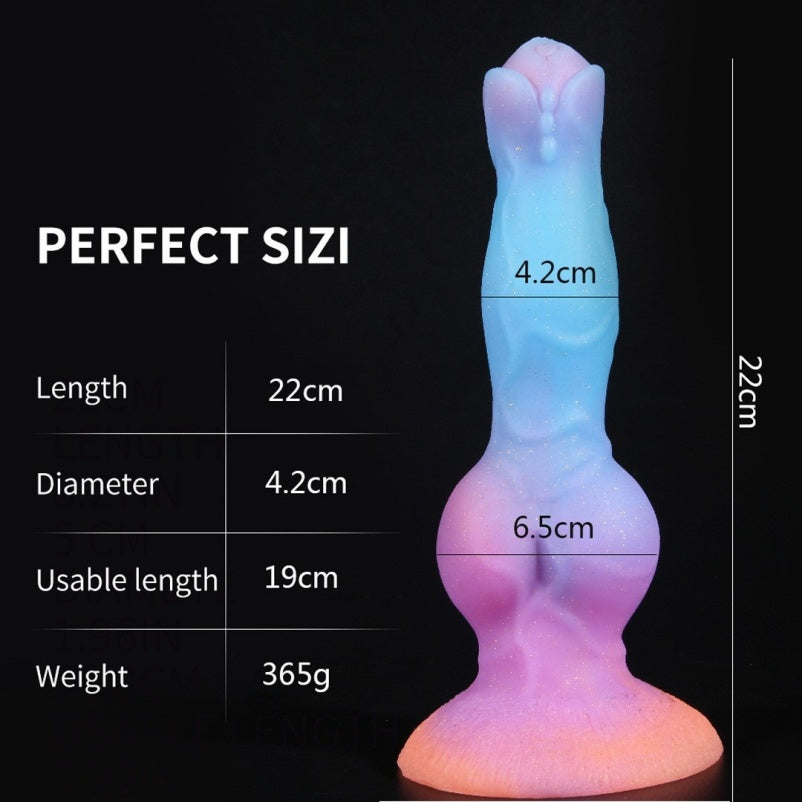 Luminous Canine Knot Dildo — Glowing Beast Fantasy Silicone Anal Expansion & Butt Plug Toy